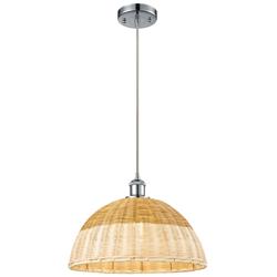 Ballston Bristol Natural II 16"W Chrome Cord Hung Mini Pendant
