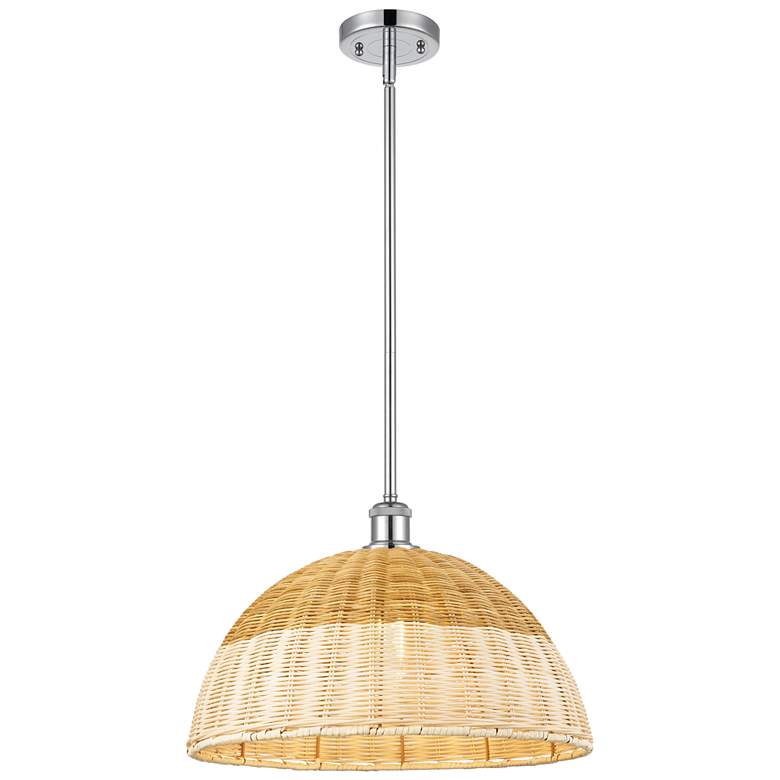 Image 1 Ballston Bristol Natural II 16"W Chrome Stem Hung Mini Pendant