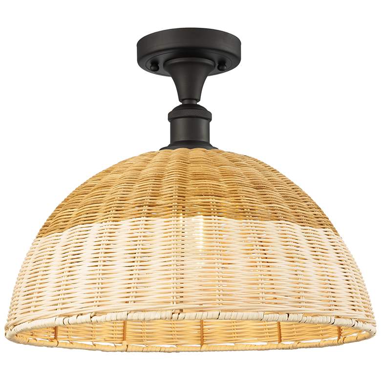 Image 1 Ballston Bristol Natural II 16"W Oil Rubbed Bronze Semi.Flush Mount