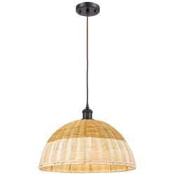 Ballston Bristol Natural II 16"W Oiled Bronze Cord Hung Mini Pendant