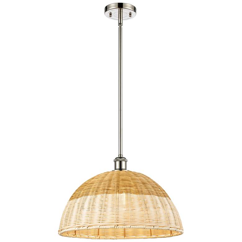 Image 1 Ballston Bristol Natural II 16"W Polished Nickel Stem Mini Pendant