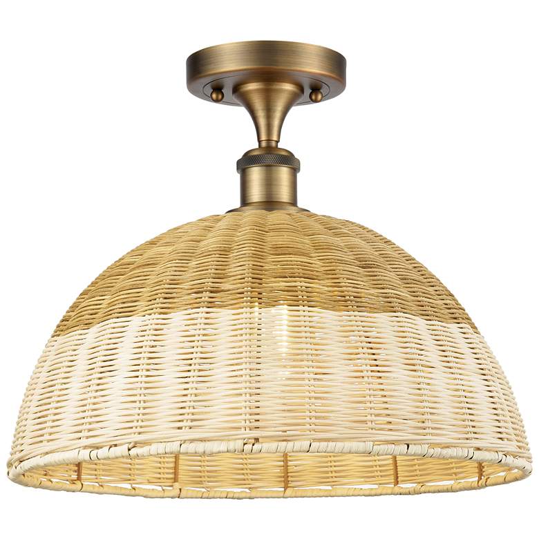 Image 1 Ballston Bristol Natural II 16" Wide Brushed Brass Semi.Flush Mount