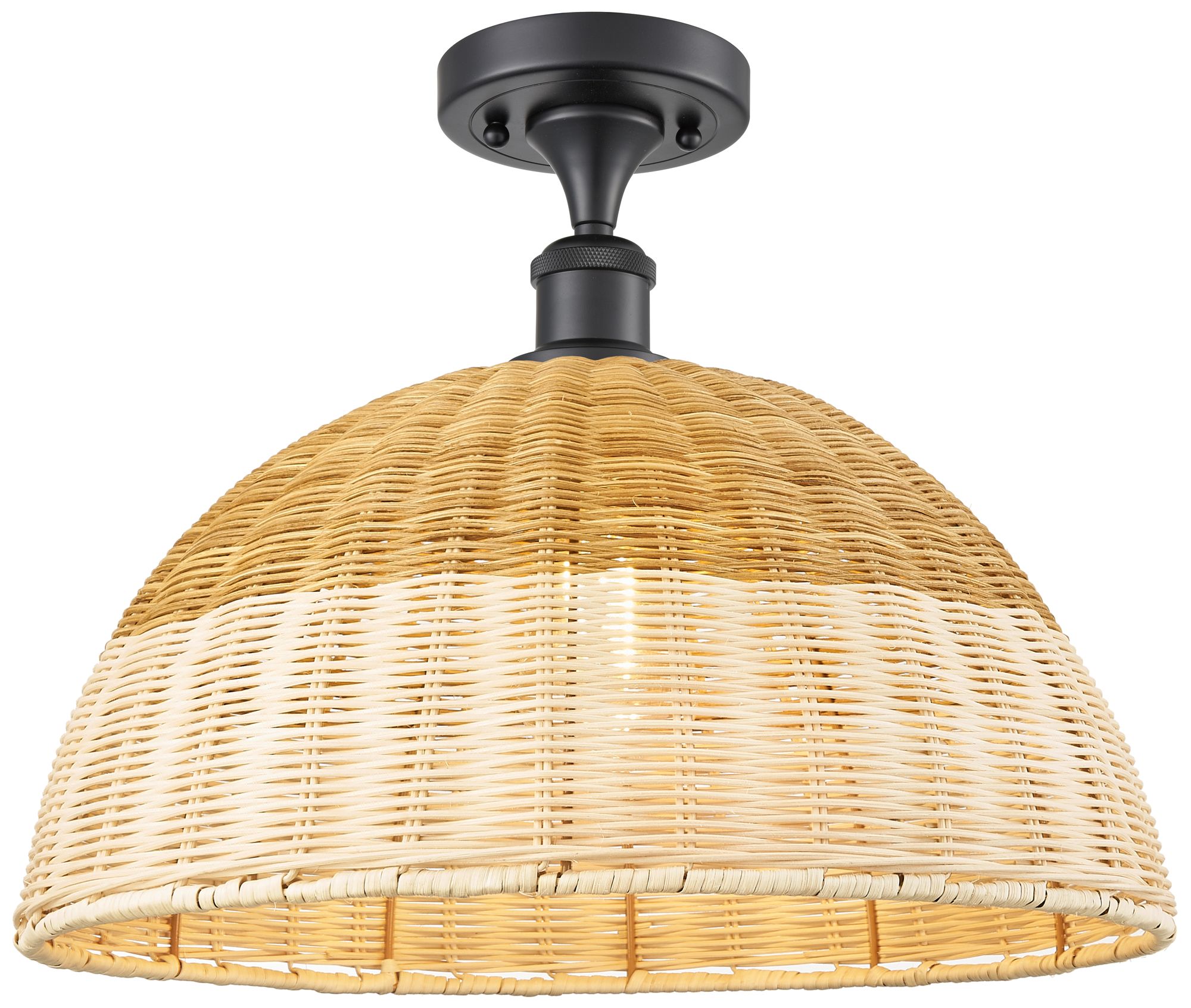 Ballston Bristol Natural II 16" Wide Matte Black Semi.Flush Mount