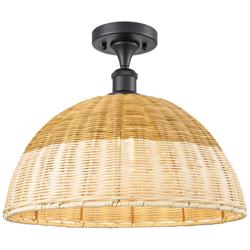 Ballston Bristol Natural II 16" Wide Matte Black Semi.Flush Mount