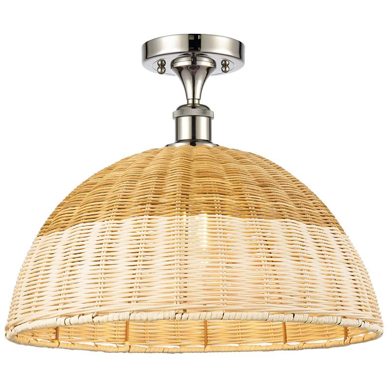 Image 1 Ballston Bristol Natural II 16" Wide Polished Nickel Semi.Flush Mount