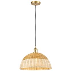 Ballston Bristol Natural II 16" Wide Satin Gold Cord Hung Mini Pendant