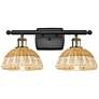 Ballston Bristol Natural II 18"W 2 Light Black And Brass Vanity Light