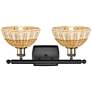 Ballston Bristol Natural II 18"W 2 Light Black And Brass Vanity Light