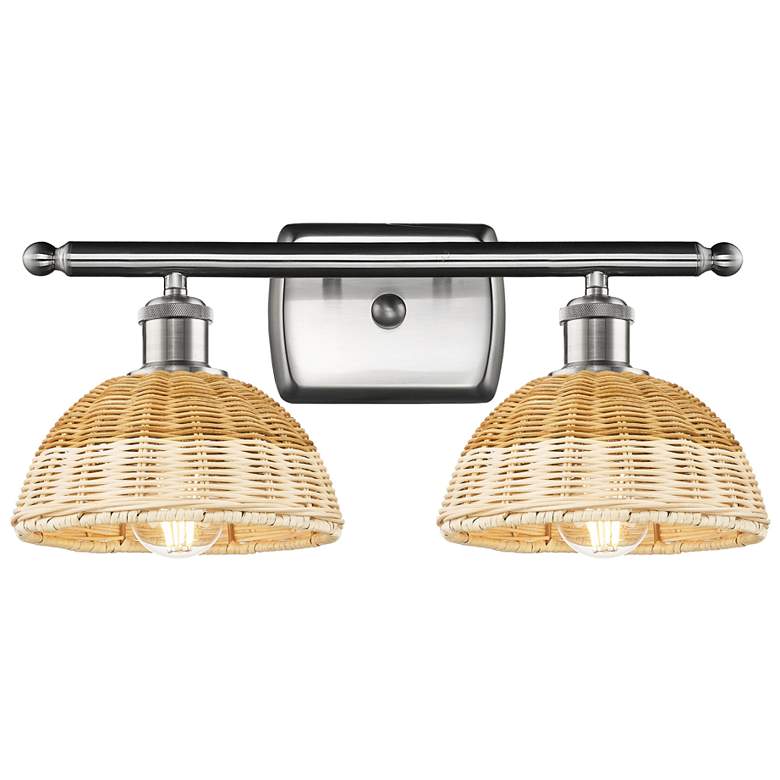 Image 1 Ballston Bristol Natural II 18"W 2 Light Brushed Nickel Vanity Light
