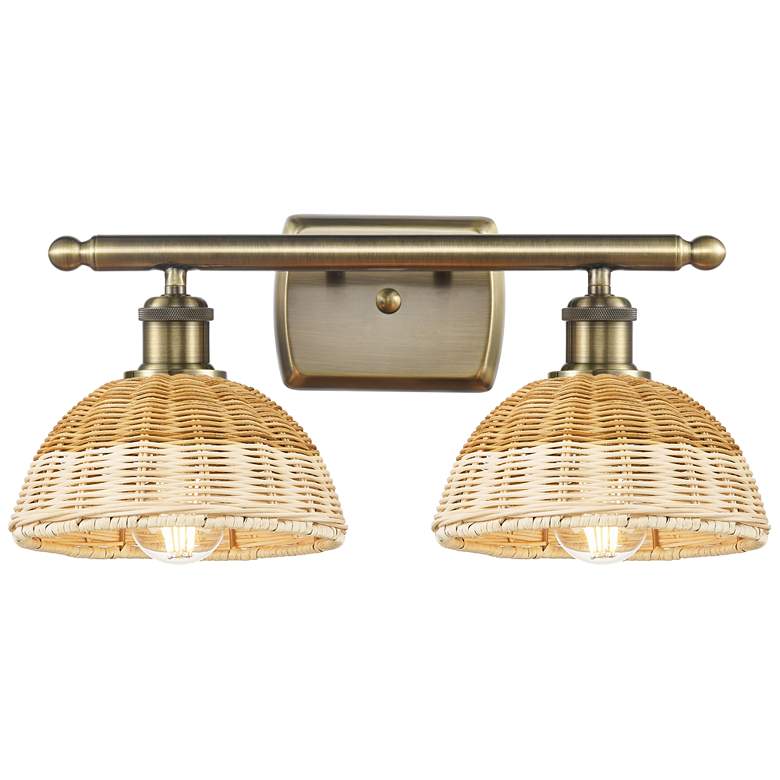 Image 1 Ballston Bristol Natural II 18" Wide 2 Light Antique Brass Bath Light