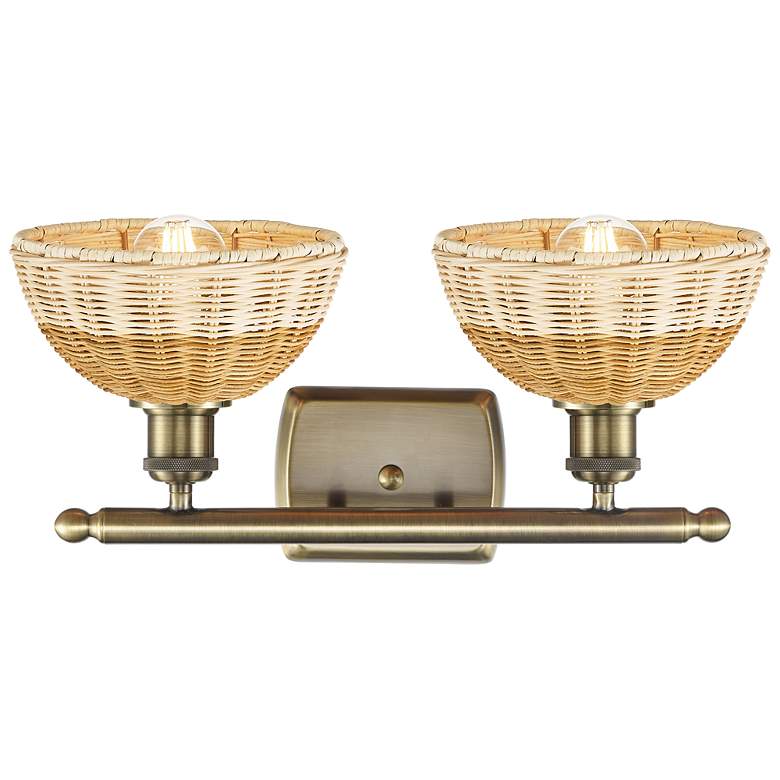 Image 2 Ballston Bristol Natural II 18" Wide 2 Light Antique Brass Bath Light more views