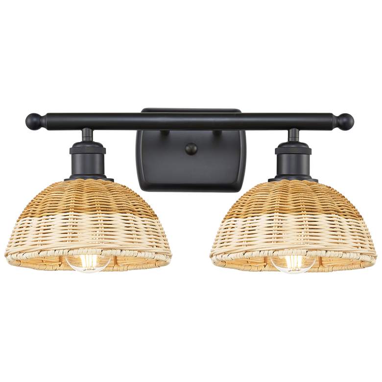 Image 1 Ballston Bristol Natural II 18" Wide 2 Light Matte Black Vanity Light