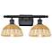 Ballston Bristol Natural II 18" Wide 2 Light Matte Black Vanity Light