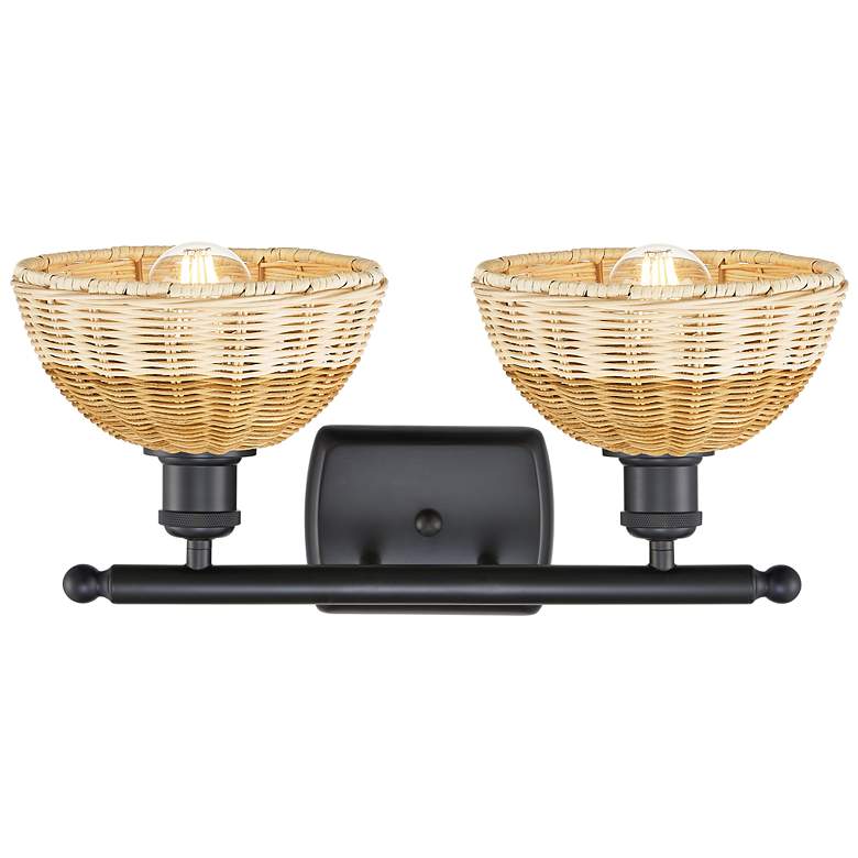 Image 2 Ballston Bristol Natural II 18" Wide 2 Light Matte Black Vanity Light more views