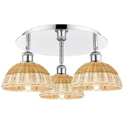 Ballston Bristol Natural II 19"W 3 Light Polished Chrome Flush Mount