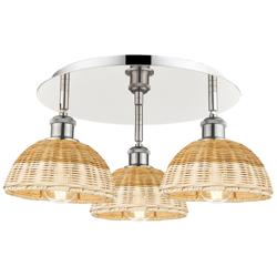 Ballston Bristol Natural II 19"W 3 Light Polished Nickel Flush Mount