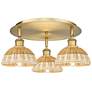 Ballston Bristol Natural II 19" Wide 3 Light Brushed Brass Flush Mount