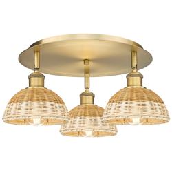 Ballston Bristol Natural II 19" Wide 3 Light Brushed Brass Flush Mount
