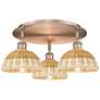 Ballston Bristol Natural II 19" Wide 3-Lt Antique Copper Flush Mount