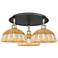 Ballston Bristol Natural II 21"W 3 Light Black And Brass Flush Mount
