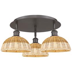 Ballston Bristol Natural II 21"W 3 Light Oil Rubbed Bronze Flush Mount