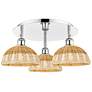 Ballston Bristol Natural II 21"W 3 Light Polished Chrome Flush Mount