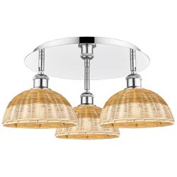Ballston Bristol Natural II 21"W 3 Light Polished Chrome Flush Mount