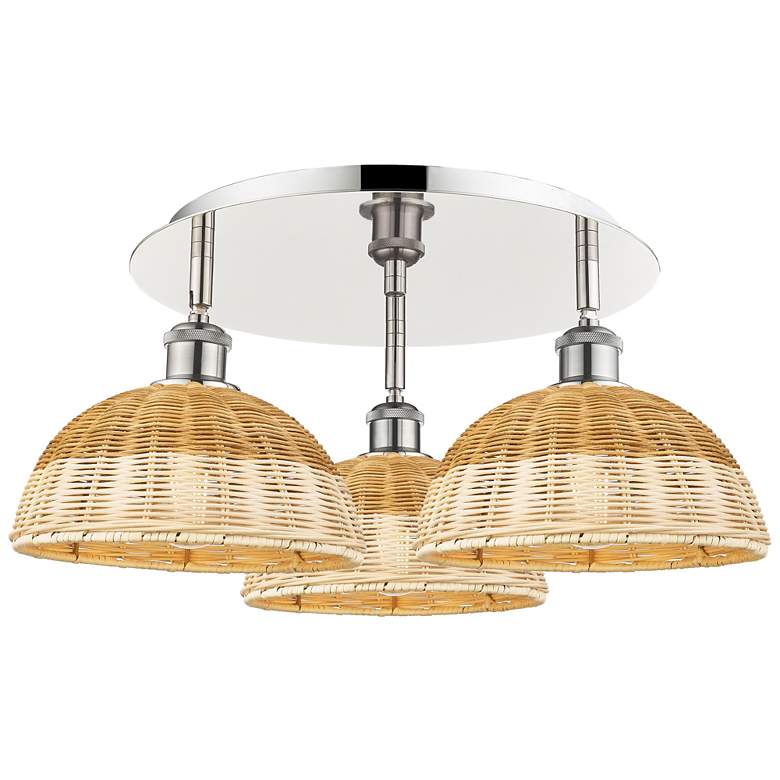 Image 1 Ballston Bristol Natural II 21"W 3 Light Polished Nickel Flush Mount