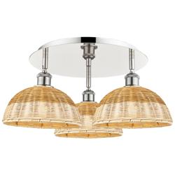 Ballston Bristol Natural II 21"W 3 Light Polished Nickel Flush Mount