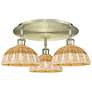 Ballston Bristol Natural II 21" Wide 3 Light Antique Brass Flush Mount