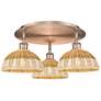 Ballston Bristol Natural II 21" Wide 3-Lt Antique Copper Flush Mount