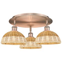 Ballston Bristol Natural II 21" Wide 3-Lt Antique Copper Flush Mount