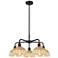 Ballston Bristol Natural II 26"W 5 Light Black Stem Hung Chandelier