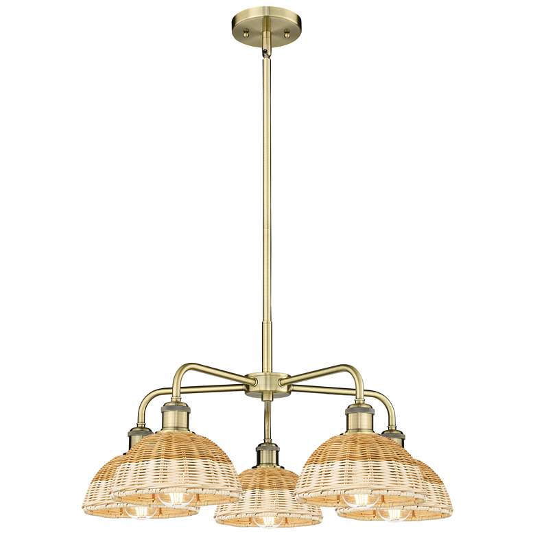 Image 1 Ballston Bristol Natural II 26"W 5 Light Brass Stem Hung Chandelier