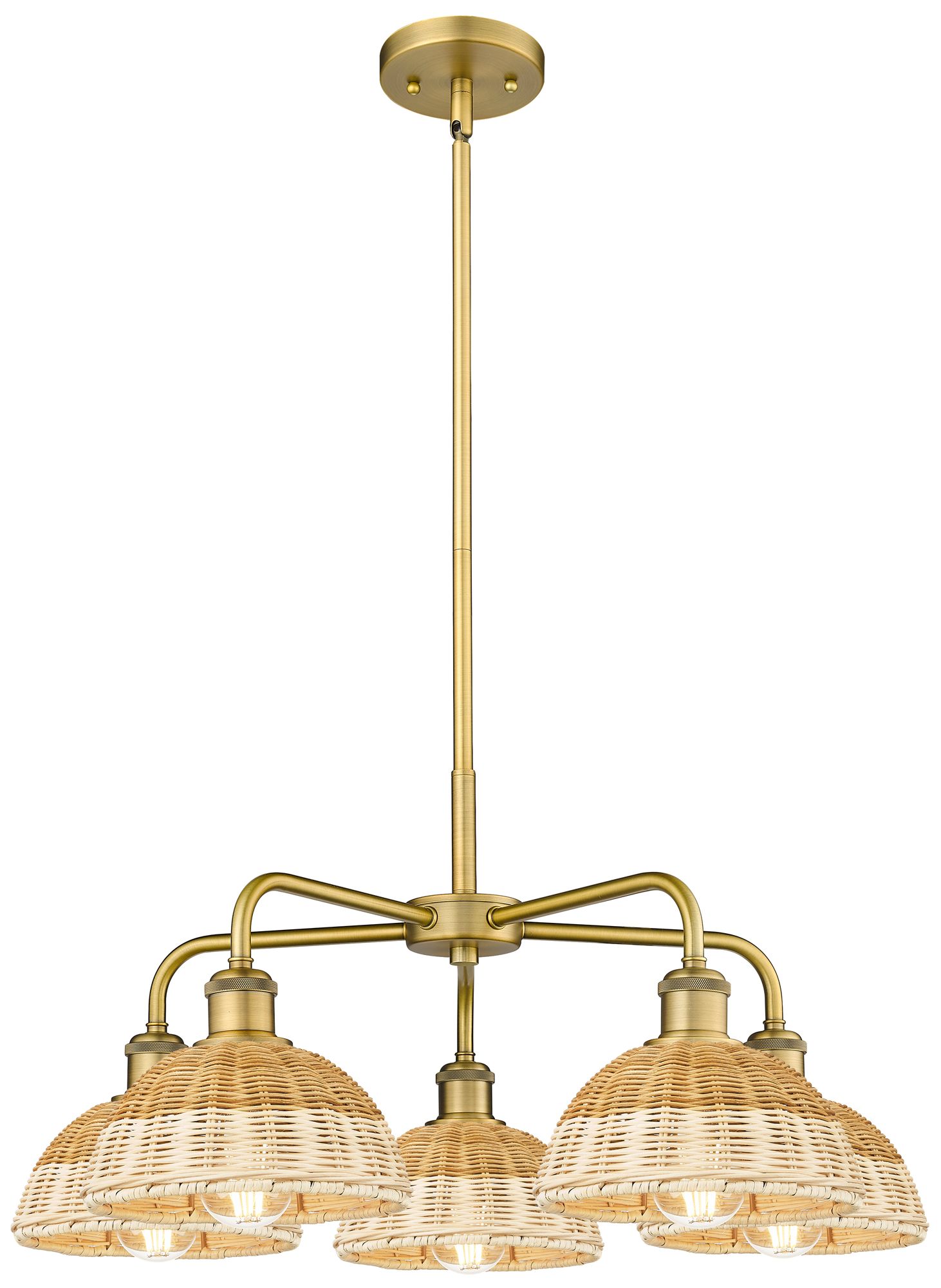 Ballston Bristol Natural II 26"W 5 Light Brushed Brass Stem Chandelier
