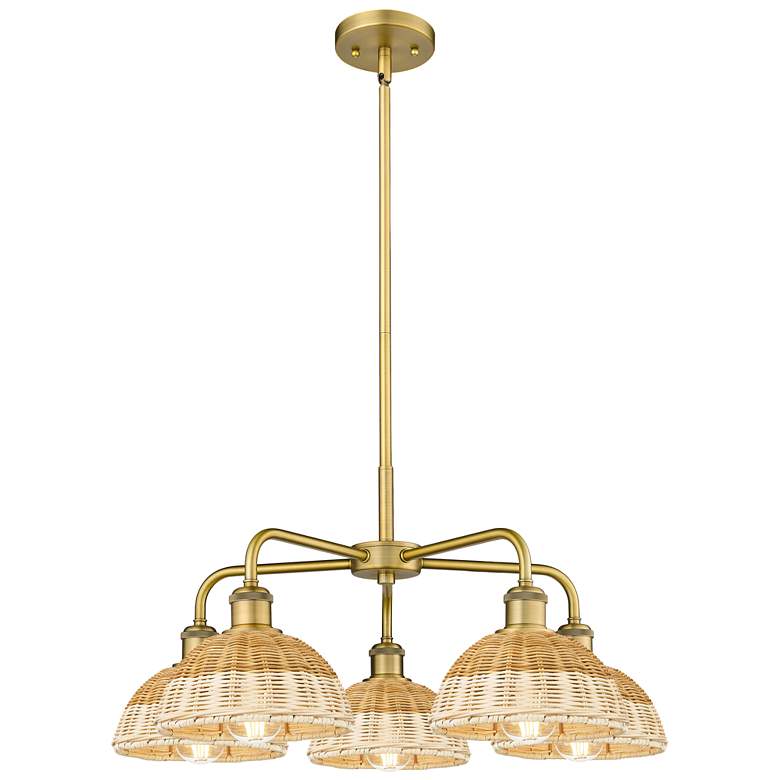 Image 1 Ballston Bristol Natural II 26"W 5 Light Brushed Brass Stem Chandelier