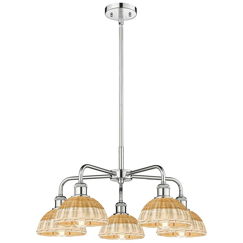 Image 1 Ballston Bristol Natural II 26"W 5 Light Chrome Stem Hung Chandelier