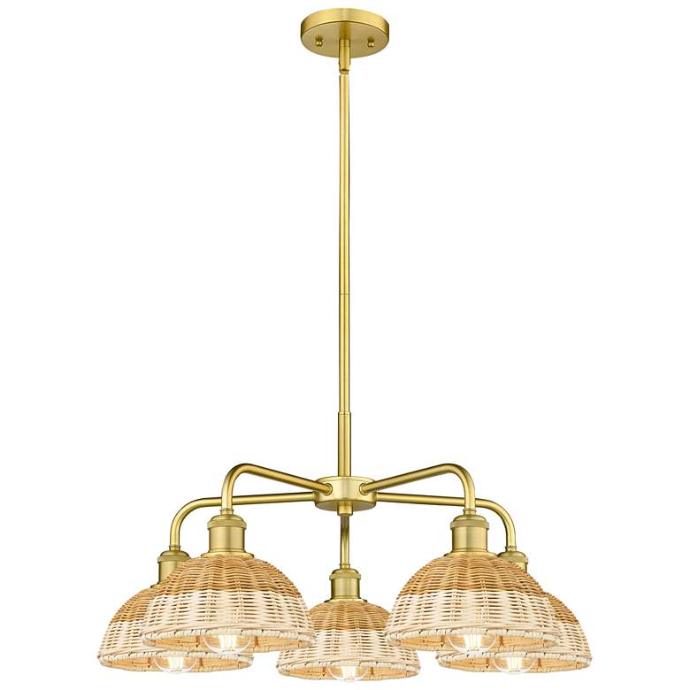 Image 1 Ballston Bristol Natural II 26"W 5 Light Gold Stem Hung Chandelier