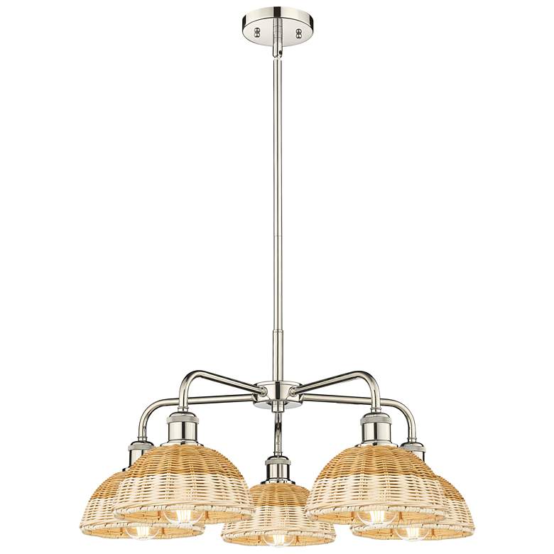 Image 1 Ballston Bristol Natural II 26"W 5 Light Polished Nickel Stem Chandelier
