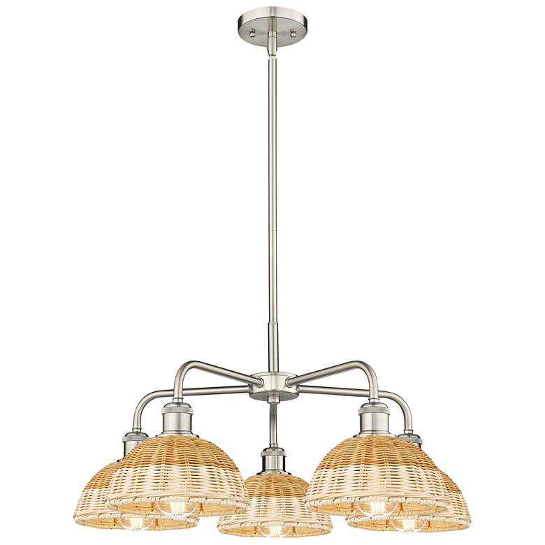 Image 1 Ballston Bristol Natural II 26"W 5 Light Satin Nickel Stem Chandelier