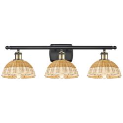 Ballston Bristol Natural II 28"W 3 Light Black And Brass Vanity Light