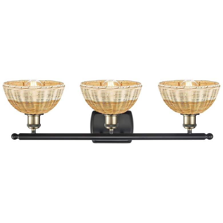 Image 2 Ballston Bristol Natural II 28"W 3 Light Black And Brass Vanity Light more views