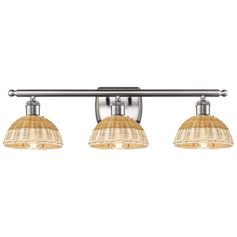 Image 1 Ballston Bristol Natural II 28"W 3 Light Brushed Nickel Vanity Light