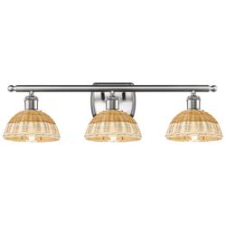 Ballston Bristol Natural II 28"W 3 Light Brushed Nickel Vanity Light