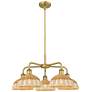 Ballston Bristol Natural II 28"W 5 Light Brushed Brass Stem Chandelier