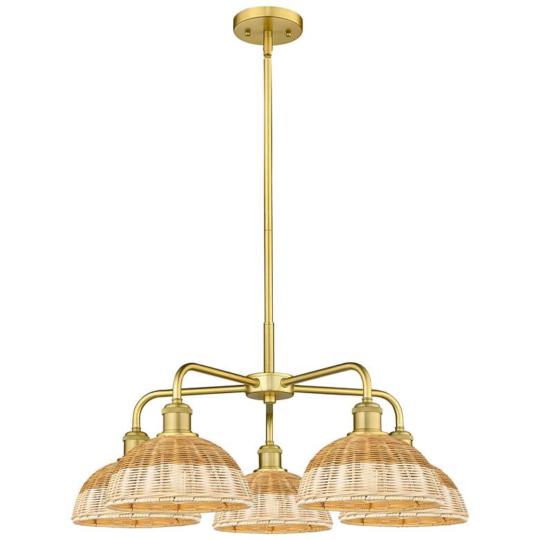 Image 1 Ballston Bristol Natural II 28"W 5 Light Gold Stem Hung Chandelier