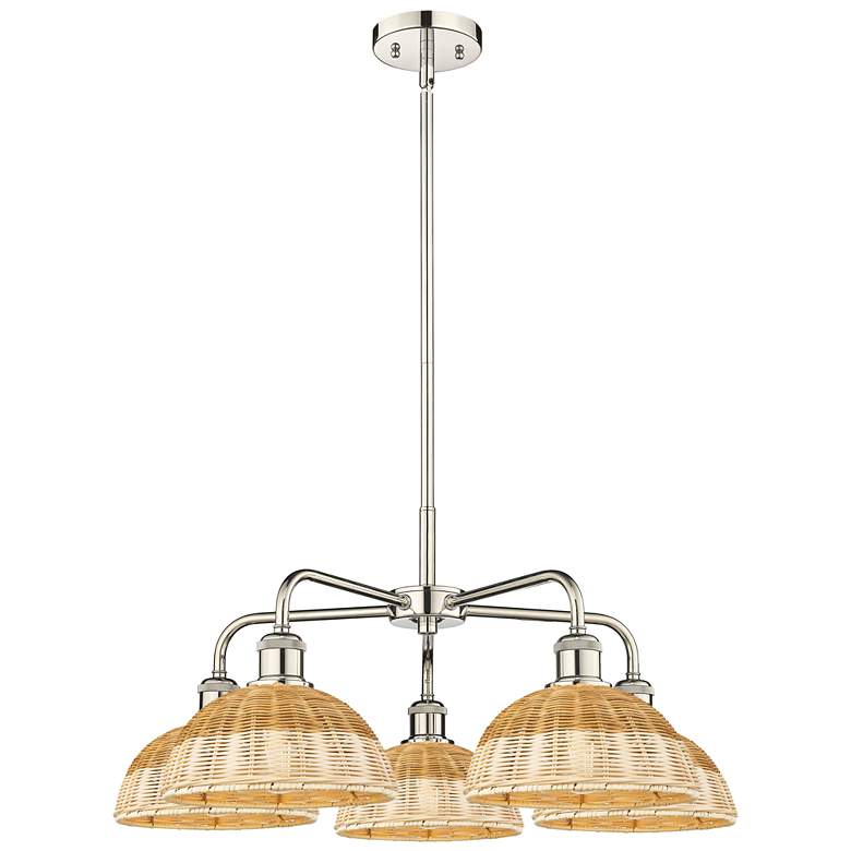 Image 1 Ballston Bristol Natural II 28"W 5 Light Polished Nickel Stem Chandelier