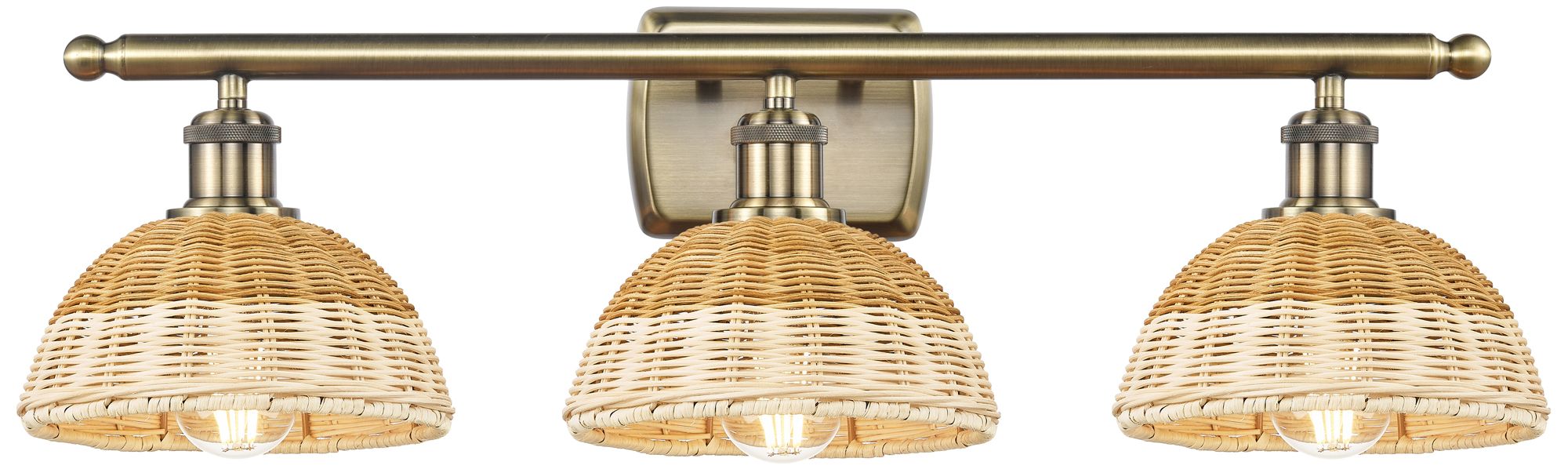Ballston Bristol Natural II 28" Wide 3 Light Antique Brass Bath Light