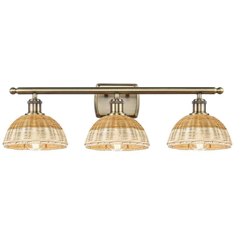 Image 1 Ballston Bristol Natural II 28" Wide 3 Light Antique Brass Bath Light