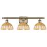 Ballston Bristol Natural II 28" Wide 3 Light Antique Brass Bath Light